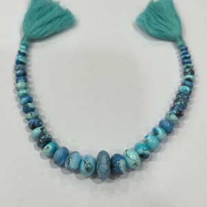 Perles Rondelles Lisses en Turquoise Naturelle Golden Hill 5-9mm Bleu Pastel, Fil de 78 carats, Turquoise du Kazakhstan Non Traité, Qualité AA - Product Image 1