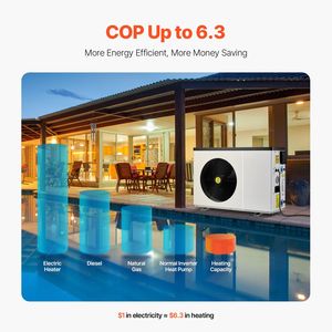 Pompe à chaleur électrique efficace de 22250 BTU pour piscines hors sol de 3171 à 6605 GALLONS, chauffage et refroidissement à faible bruit - Product Image 4