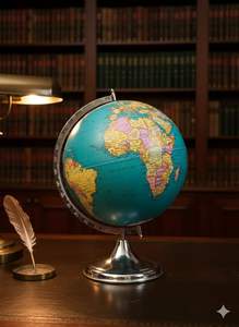 Globo Terráqueo Giratorio con Base de Metal en Forma de Arco, para Decoración del Hogar, Oficina y Mesa de Estudio - Product Image 4