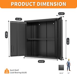 Adjustable Shelf Metal Wall Mounted <b>Tool</b> <b>Storage</b> Cabinet 2 Locking Doors 1 Opened Drawer for Garage Office or Warehouse Asse - Product Image 4