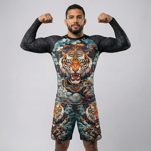 Conjunto de Rashguard Personalizado, Transpirable, de Secado Rápido, Manga Larga, Unisex, para BJJ, Jiu-Jitsu, Grappling, MMA, Entrenamiento No-Gi, 100% Poliéster - Product Image 4