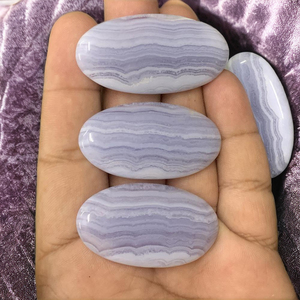 ผู้ค้าส่งหินอาเกตลูกไม้สีน้ำเงินธรรมชาติแบบคาโบชอง หินอาเกตลูกไม้เนื้อเรียบสวยงามสำหรับทำเครื่องประดับ - Product Image 5