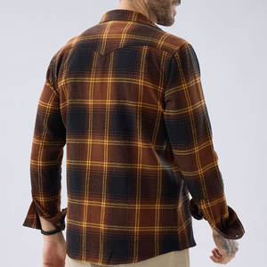 Custom <b>Men's</b> 100% Cotton Polyester Thick Black <b>Red</b> Retro Autumn Winter Button Down Long Sleeved Vintage <b>Men</b> Flannel Plaid <b>Shirt</b> - Product Image 5