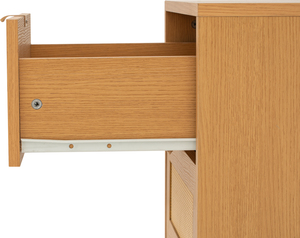Sleek 2-Drawer <b>Bedside</b> <b>Table</b> <b>Rattan</b> Wooden Nightstand for Small Space Apartment and Living Room - Product Image 5