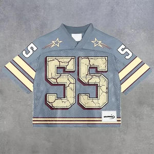 Ropa de fútbol americano Retro de alta calidad, la última ropa deportiva de poliéster de gran tamaño, Jersey liso transpirable con mangas cortas - Product Image 6