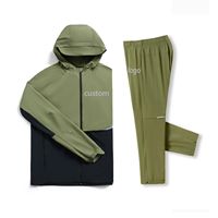 Ensemble de survêtement personnalisé pour hommes, sweat à capuche noir, couleur unie, respirant, tricoté, décontracté, streetwear d'hiver, avec logo personnalisé