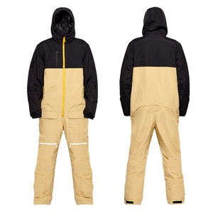 Combinaison de ski unisexe à capuche avec fermeture éclair, imperméable, coupe-vent, écologique, une pièce, color-block, isolée, vêtements de neige, rembourrage synthétique - Product Image 2