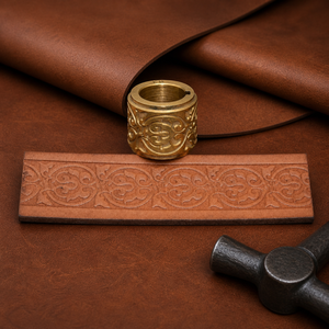 <b>Leather</b> Embossing Roller for Belts Wallets & Straps | Solid Brass Scroll Pattern Embossing Wheel Professional Leathercraft <b>Tool</b> - Product Image 3
