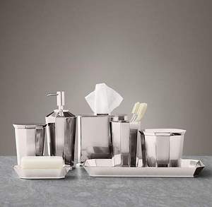 Luxury Bathroom Metal <b>Set</b> With <b>Soap</b> Pump Toothbrush Holder Tumbler And Tray For Bathroom Countertop - Product Image 1