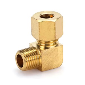 Raccords de compression en laiton de marques de premier plan, coude à ferrule épaissie, connecteur coudé à filetage mâle en laiton - Product Image 5