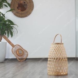 Vietrustic Handmade Woven <b>Lantern</b> Light Hurricane Candle Holder <b>Bamboo</b> Rattan <b>Lantern</b> Hanging Candle Holders - Product Image 5