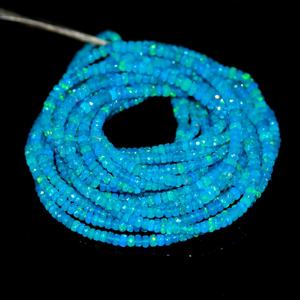 Paraiba bleu opale à facettes Rondelle perles 3-5mm éthiopien bleu opale de feu fabrication de bijoux gemmes perles de pierre naturelle - Product Image 1