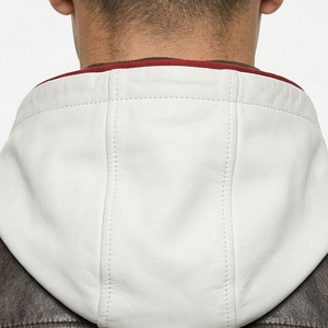 Sweat à capuche en cuir véritable pour homme avec fermeture éclair intégrale sur le devant, poches latérales, manches longues, OEM - Product Image 4