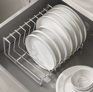 Escurridor de Platos Plegable y Apilable de Acero Inoxidable, Estante de Almacenamiento para Gabinete de Cocina con Bandeja de Drenaje y Organizador de Cajones - Product Image 3