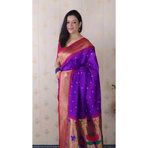 Sari en soie Paithani Bandhani violet tissé avec des fils Zari Elite Weaves 650g Vêtements indiens et pakistanais - Product Image 2