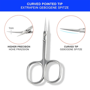 Ciseaux à cuticules en acier inoxydable poli miroir, courbés et tranchants, 9,4 cm, pour la beauté à domicile et en salon, manucure - Product Image 3