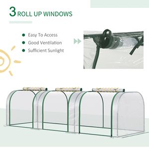 Serre tunnel portable 9,7 L x 3 W x 2,5 H avec 3 portes zippées, couverture en PVC résistante à l'eau et aux UV pour jardins - Product Image 1