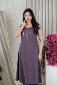 Ensemble Kurti et Palazzo en coton Satrangi à bretelles spaghetti – Tenue décontractée pour femme avec broderies artisanales de créateur - Product Image 3