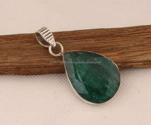 925 pendentif en argent Sterling pierre précieuse pendentif fait main cadeau de demoiselle d'honneur pendentif émeraude naturelle bijoux en argent - Product Image 5