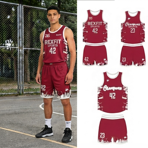 Ensemble de maillots de basket-ball personnalisés REXFIT, sublimés, respirants, débardeur et short, uniforme d'équipe pour hommes, vêtements de sport toutes saisons - Product Image 5