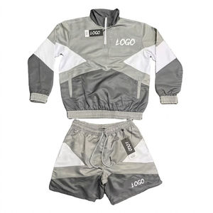 Conjunto de chándal OEM personalizado con media cremallera para hombre, de nailon, estilo urbano, 320 g/m², con sudadera de algodón French Terry y pantalón jogger. - Product Image 1
