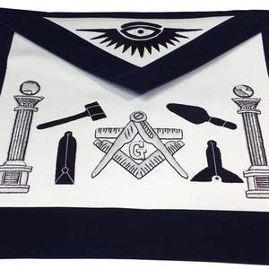 Master Mason Blue Lodge <b>Apron</b> - Navy Blue & <b>White</b> Silk Threads Hand Embroidery High Quality Blue Lodge <b>Apron</b> crafted - Product Image 5