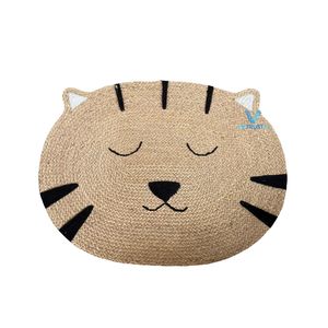 New Design Cute Animal Face <b>Rug</b> Handmade Seagrass Water Hyacinth Woven Baby Nursery Kids Bedroom Floor Decoration - Product Image 2