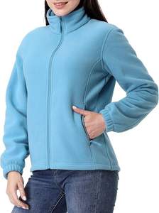 Veste à capuche zippée intégrale pour femme en polaire tricotée respirante, coupe-vent, avec logo personnalisé et col montant à fermeture éclair, vente en gros - Product Image 4