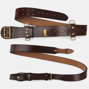 Ceinture Sam Browne en cuir véritable avec bandoulière croisée, style britannique - Product Image 1