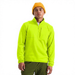 Veste polaire unisexe bleu marine à col montant et fermeture éclair, décontractée pour l'automne, respirante, couleur unie, coupe classique, poches, logo frontal - Product Image 5