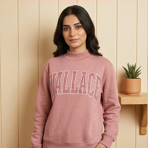 Camiseta de cuello alto para mujer Wallace Greek Life Apparel |   Camiseta de Cuello Alto con Bordado Personalizado |   Forro polar de algodón grueso para el invierno, ideal para la universidad - Product Image 3