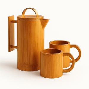 Eco-Friendly Bohemian Design Bamboo Tea <b>Pot</b> Cup <b>Set</b> | Natural Bamboo Food Grade Tea Serving <b>Set</b> | Sustainable Reusable Drinkware - Product Image 6