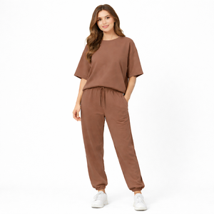 Conjunto Deportivo Casual para Mujer, Estilo Urbano, Corte Holgado, Hombros Caídos, Tacto Suave, Ropa de Calle para el Día a Día, Nueva Colección Primavera 2026 - Product Image 1