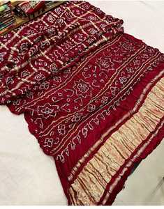 Sari en soie pure de la collection Maharani, vêtement ethnique de luxe pour mariée gujaratienne - Product Image 4