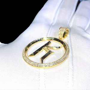 Colgante de Moissanita con Letra K Personalizada en Círculo, Chapado en Oro, Estilo Hip Hop, Plata de Ley 925, Joyería Fina, Colgantes y Dijes - Product Image 4