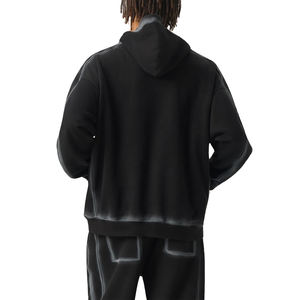 <b>Hoodies</b> Custom Logo Men Designer <b>Black</b> Heavy Waight <b>Plain</b> 100% Cotton Thick Fleece Blank Cropped Hoodie Sweatshirt - Product Image 3