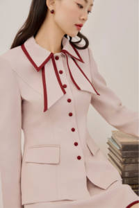 Two-Piece <b>Set</b> - Feminine Office Style KS56 <b>Set</b> Double Layer Collar Elegant Modern Lady Women Twill <b>Blazer</b> & Skirt Daily Wear - Product Image 2