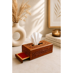 Boîte à mouchoirs en bois décorative, support personnalisé pour mouchoirs en papier, taille standard pour la maison, le salon, le bureau, la coiffeuse - Product Image 1