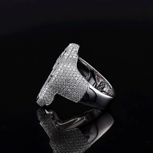 Bague en moissanite VVS taille ronde, plaquée rhodium, style Iced Out, taille baguette, hip-hop, en argent sterling 925, avec croix - Product Image 3