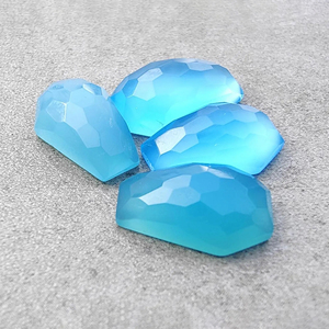 พลอยแคลเซโดนีสีน้ำเงินธรรมชาติ เจียระไนทรงมรกต เกรด AAA สำหรับทำเครื่องประดับ มีทุกขนาด - Product Image 2
