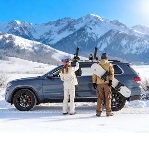 6 paires de skis et 4 snowboards, porte-bagages de toit de voiture universel en aluminium avec serrure pour le transport de skis et de snowboards - Product Image 2