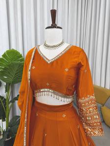 Divyam Creation Embroidered Net Lotus Handwork Fully Stitched Premium Spandex Traditional Lehenga Set Elegant Long <b>Jacket</b> - Product Image 4