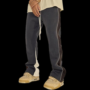 Pantalon de survêtement évasé ample en toile légère et très élastique pour homme, style streetwear, mélange polyester/coton, couleurs personnalisées, imperméable - Product Image 3