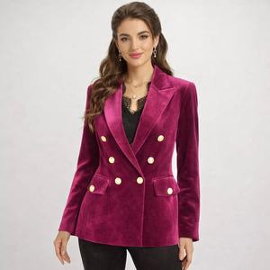 Blazer en velours victorien pour femme, veste de mode vintage à double boutonnage, manteau cintré, vêtement d'extérieur formel - Product Image 2