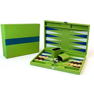Jeu de backgammon en cuir PU de haute qualité, personnalisé, professionnel, de luxe, fait main, couleur verte, pour jouer - Product Image 1