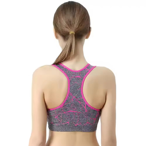 Seamless Halter Sports Bra For Women Gray With Neon Green Crackle Pattern Medium Support Yoga Wear - Product Image 2