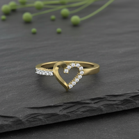Bague Cœur en Or Massif 10K Faite à la Main, Diamant Brillant VVS1 Cultivé en Laboratoire, Vente Directe Usine, Bague de Promesse Romantique Personnalisée pour Femme