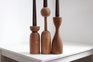Wooden Candlestick Holder Tapered Design Ball Shape Home Decorative Tabletop Accent By Universal Overseas INDIA - Product Image 3