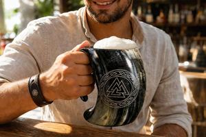 Taza de Cuerno de Búfalo de Marca, Ecológica, Pulida, Estilo Vikingo Rústico, para Cerveza, Vino, Whisky, Café, Regreso a Clases, Fiestas - Product Image 5