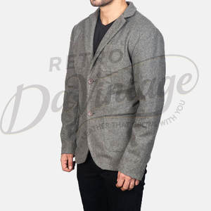 Blazer en Laine Grise Premium pour Homme – Coupe Slim, Décontracté et Habillé, Léger, Doux et Chaud - Product Image 5